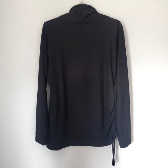 NEW BALANCE High Mock Neck Running Top Side Ruched + Side Tie Thumb Holes Yoga - Picture 5 of 6